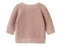 Lil Atelier shadow gray blomsterbroderi strik cardigan